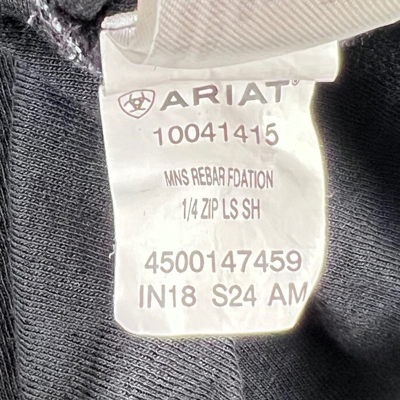 ARIAT‎ Rebar 1/4 Zip Pullover Shirt Men's LARGE Gray Long Sleeve Workwear - Picture 7 of 10